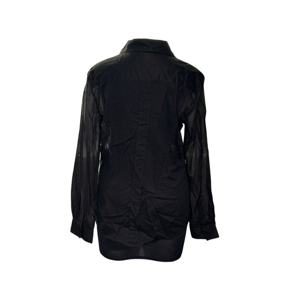 Black Long-Sleeve Button-Down Shirt Size L By Moda International - Picture 3 of 8